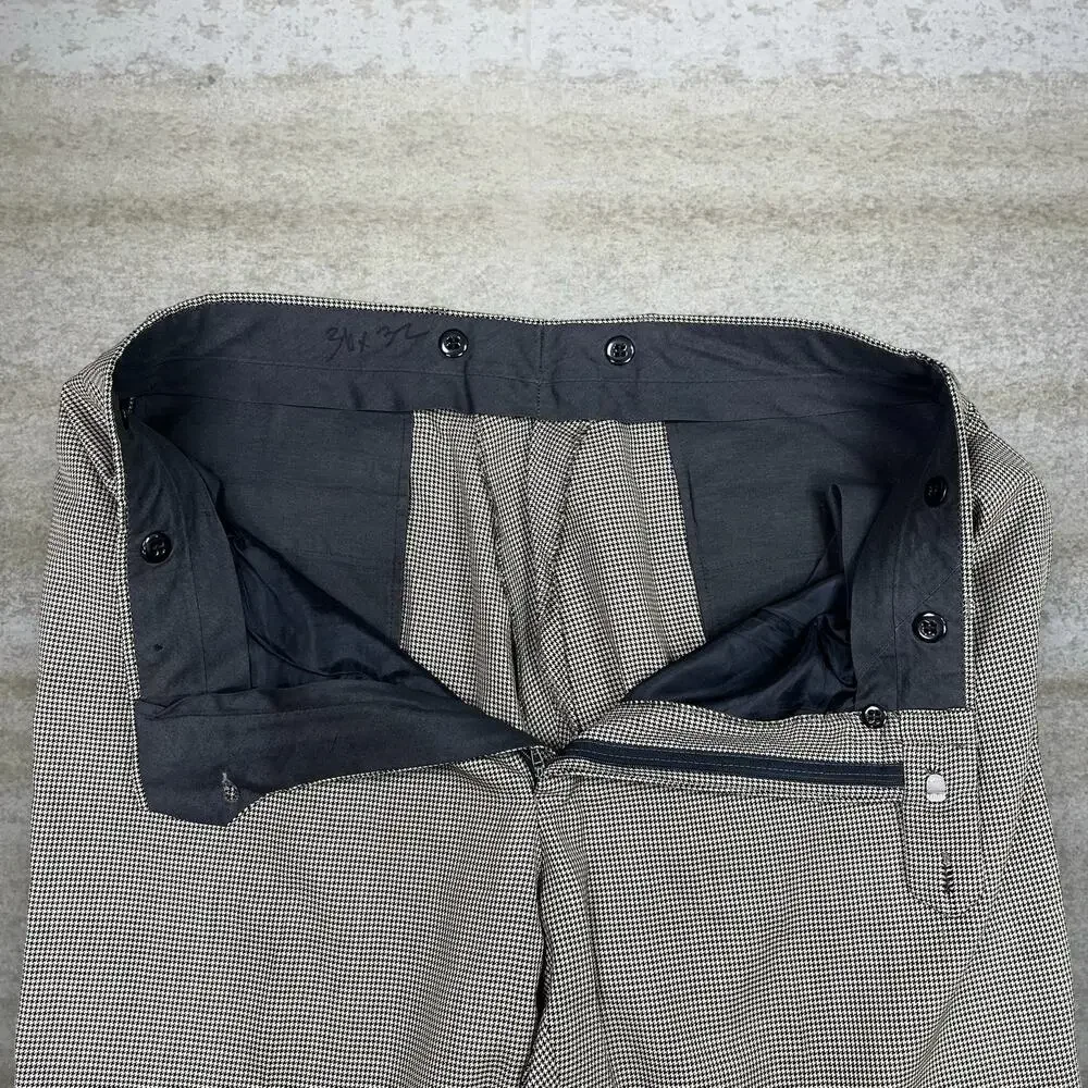 Vintage 90s Dress Pants 36x30 Baggy Wide Leg Fit Black Tan Pleated Front